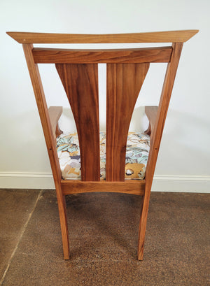 Back spindles on the Waterfall dining chair. Handmade in walnut wood by the local craftsman at Hardwood Artisans. 