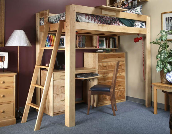 loft bunk bed with dresser Solid Wood Beds | Handcrafted Hardwood Loft Beds Size:42