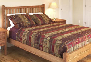 Craftsman Bed with Low Footboard in Red Oak & Medium Walnut Finish bedroom furniture made in Culpeper VA by Hardwood Artisans