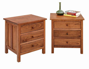 Craftsman 3-drawer bed table in Walnut, a bedroom furniture nightstand by Hardwood Artisans available near Manassas Park VA