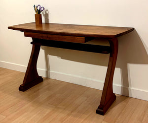 Bridge Desk shown in Walnut with sleek and simple design, made in USA at Hardwood Artisans in Elkwood, Virginia