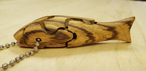 Chapman Wood Fish Key Ring made in USA at Hardwood Artisans in Elkwood, Virginia
