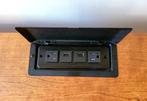 Sit Stand Adjustable Desk outlet features, made in USA and located in Arlington, Virginia