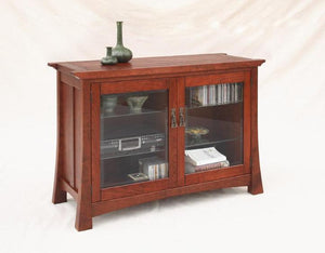 Glasgow Cabinet in Cherry w/ Appalachian finish & beveled glass, a Credenza for an office, dining, conference or living room