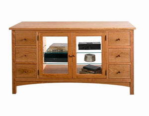 Craftsman TV Console in Natural Cherry Classic Living Room furniture Hand Made in the USA by Hardwood Artisans near Aldie, VA