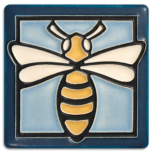 Motawi Art Tile Blue Bee made in USA at Hardwood Artisans in Culpeper, Virginia