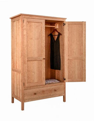 Craftsman 1-Drawer Armoire in Natural Cherry, natural wooden bedroom furniture for clothing storage handmade near Boyds MD