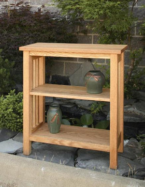 Crofters Bookcase in Red Oak is handmade using Amish joinery techniques to create heirloom quality furniture for living areas