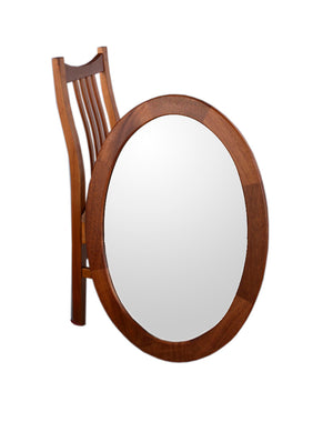 Oval Mirror is American made in mahogany, walnut, birch, maple, cherry, curly maple, red or 1/4-sawn white oak hardwoods 
