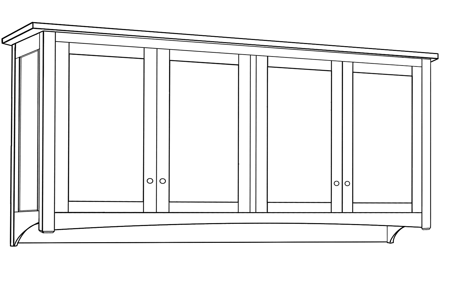 Craftsman Hutch is custom wall mounted business or home office furniture w/ wood or flat glass panel doors made near Sterling