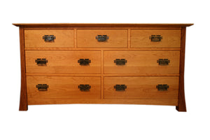 Glasgow Grand Mesa Dresser displays solid hardwood bedroom furniture design made by Hardwood Artisans in Culpeper County