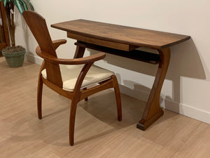 Bridge Desk shown in Walnut with sleek and simple design, made in USA at Hardwood Artisans in Charlottesville, Virginia