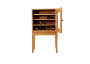 Petite Wine Cabinet in cherry with danish oil finish that holds 20 wine bottles made in the USA at Hardwood Artisans in Arlington, Virginia