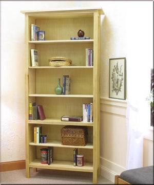 Craftsman Bookcase in Maple with frame & panel sides and elegant legs, sustainable Living Room Furniture by Hardwood Artisans