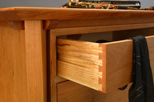 Waterfall 5-Drawer Low Chest in Natural Cherry solid hardwood bedroom furniture dresser made to order by Artisans in Virginia