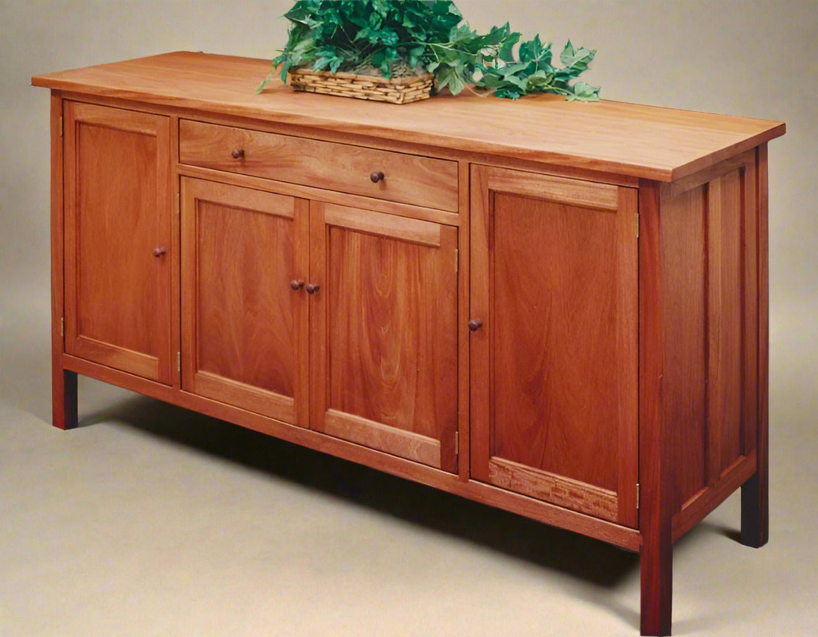 Craftsman Hampton Sideboard with small wooden pegs in Mahogany is a hand-finished, solid hardwood furniture w/ Amish joinery