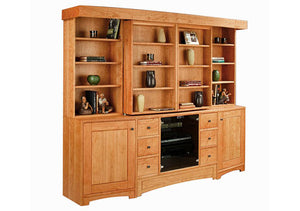 Artisan Entertainment Library in Natural Cherry, customized entertainment center design, made to order at Hardwood Artisans