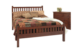 Craftsman Bed with Slatted Footboard and Craftsman Grand Mesa Dresser in 1/4-Sawn White Oak and Chautauqua Stain in Culpeper