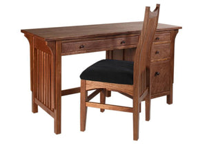 Craftsman Small Desk w/ pencil drawer, 2 drawers & 1 file drawer shown w/ Artisan Chair in Mahogany elegant for tight spaces
