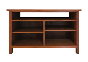 Craftsman TV Stand in Mahogany front view Custom Living Room furniture Made in the USA by Hardwood Artisans near Reston, VA