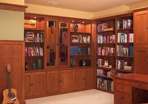 Office Built-Ins by Hardwood Artisans feature cabinet/s or bookcase/s customized to fit/fill a specific space in home/office