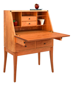 Simply Beautiful Secretary in Natural Cherry handmade hardwood desk with tapered legs and 4-drawers by Hardwood Artisans