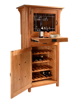 Craftsman Wine Cabinet in Natural Cherry custom made for Closet, Pantry, Cellar, Kitchen, Dining Room by Hardwood Artisans