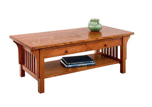 Crofters Coffee Table w/ drawers in 1/4-sawn white oak & English Oak Stain, Living Room Furniture near Fairfax Station, VA