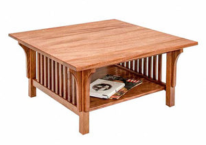 Crofters Square Coffee Table in Mahogany w/ lower shelf - Fine Living Room Furniture made using mortise & tenon construction