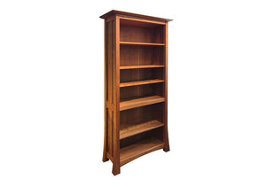 Glasgow Bookcase with elegant curved legs and classic Arts and Crafts panel is made to order by Hardwood Artisans in Virginia