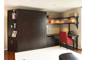 Panel Wall Bed bedroom furniture cabinet comes with built-in reading lights, is made by Hardwood Artisans - shown closed