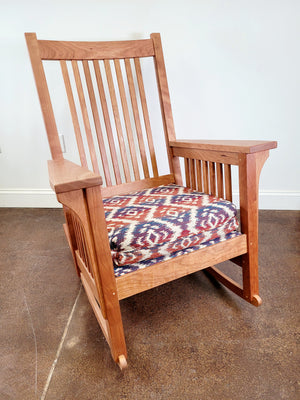 Parlor Bungalow Rocker with back cushioned remove to show stunning slatted back sltas in Charlottesville, VA