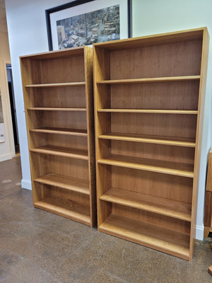 Cherry bookcases with natural danish oil finish made by Hardwood Artisans in Culpeper, VA