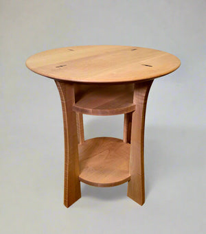 Waterfall Round End Table in Curly Maple - Sale Item