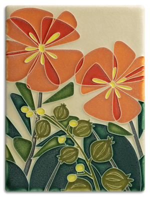 Motawi Art Tile - 6x8 Blossom Bliss Orange