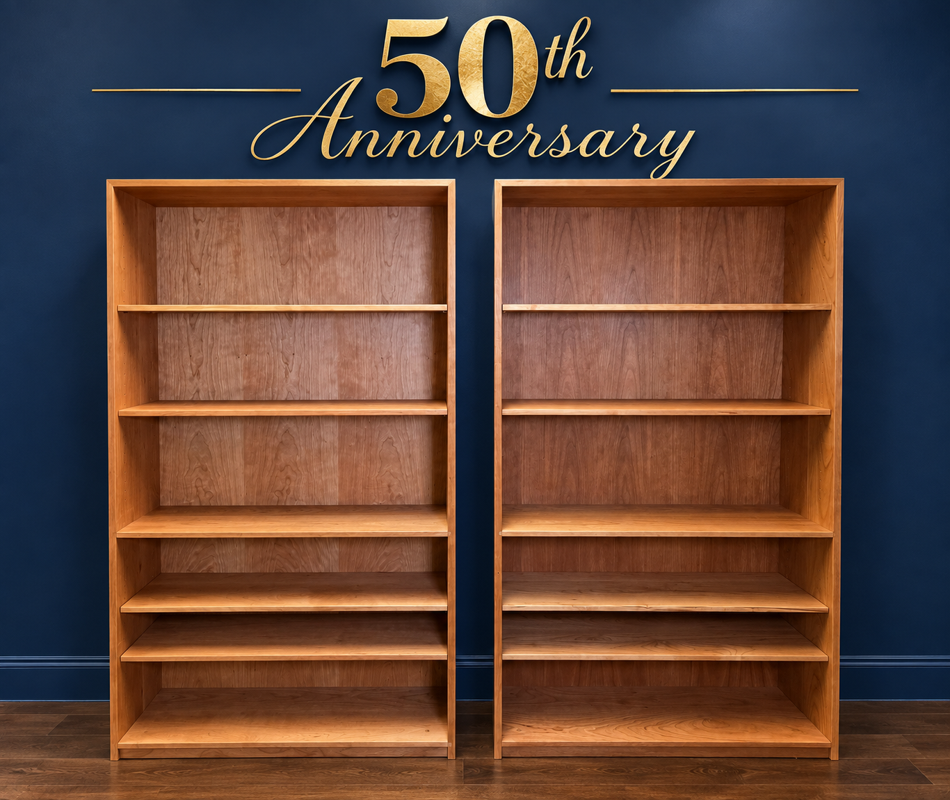 Pair of solid cherry bookcases with adjustable shelves, 36 inches wide by 72 inches tall