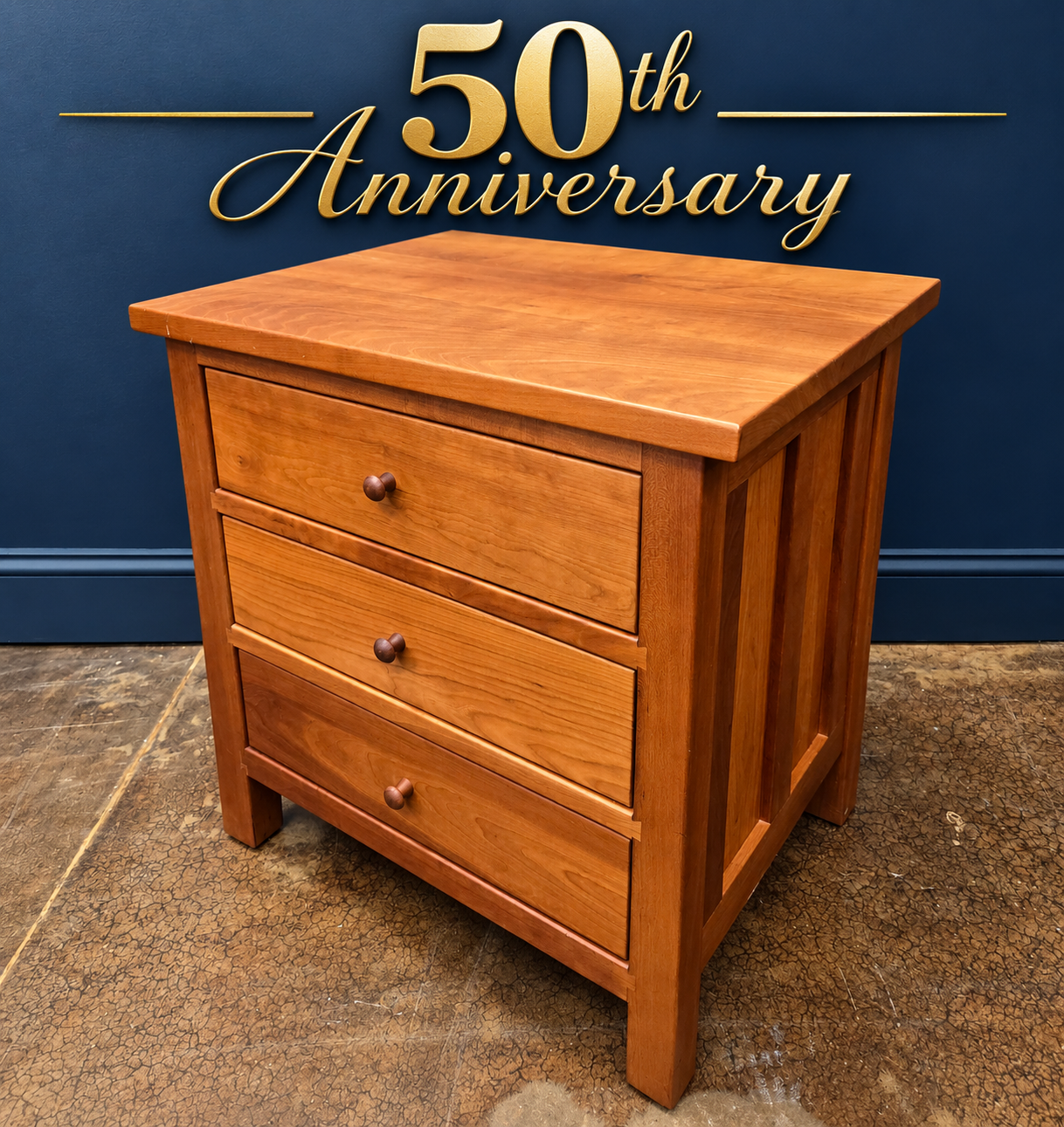 Craftsman 3-Drawer Nightstand in Cherry with Danish Oil finish and dovetail joinery.