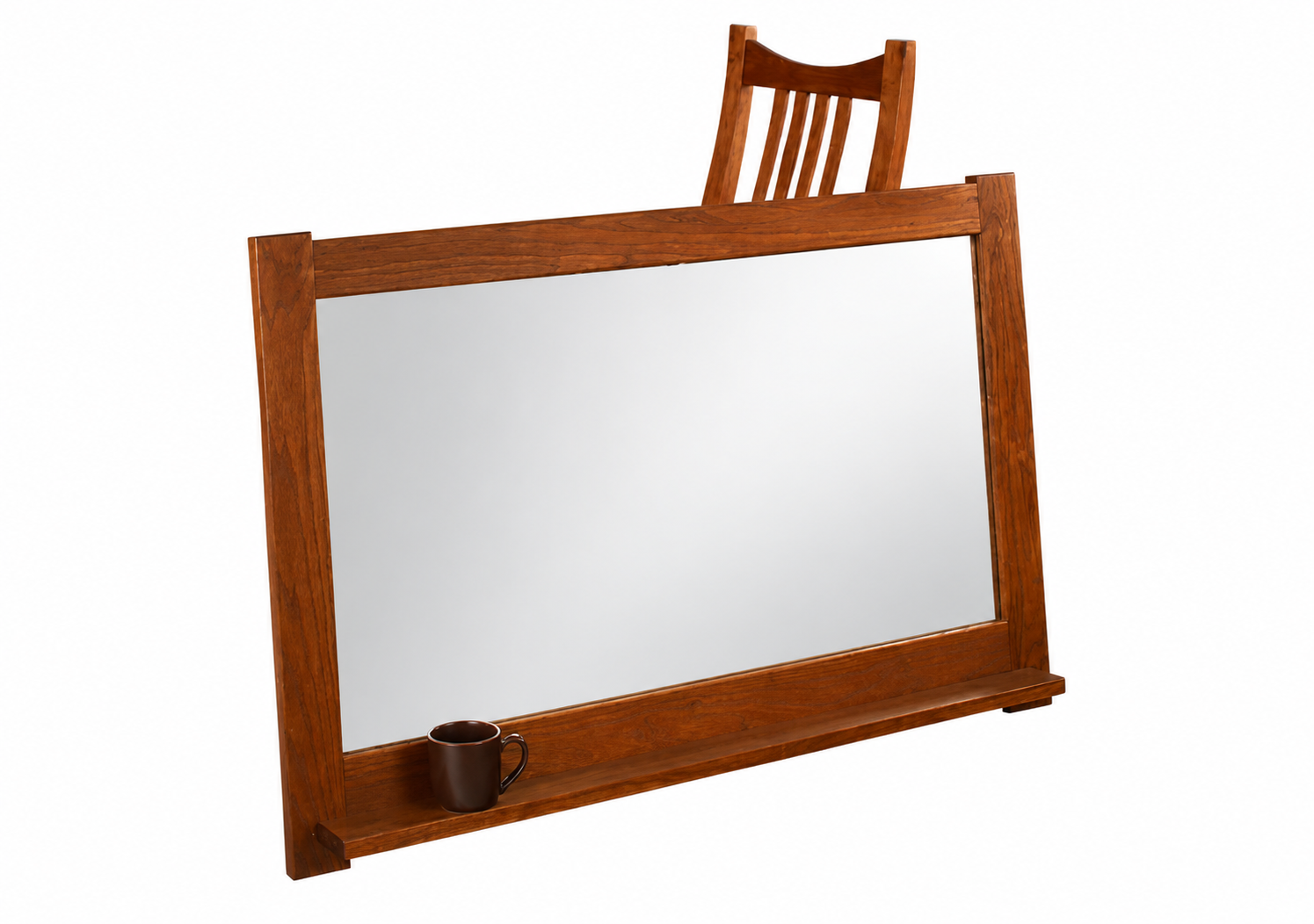 Handcrafted Craftsman solid wood framed wall mirror by Hardwood Artisans with plain mirror glass and classic Arts and Crafts styling.