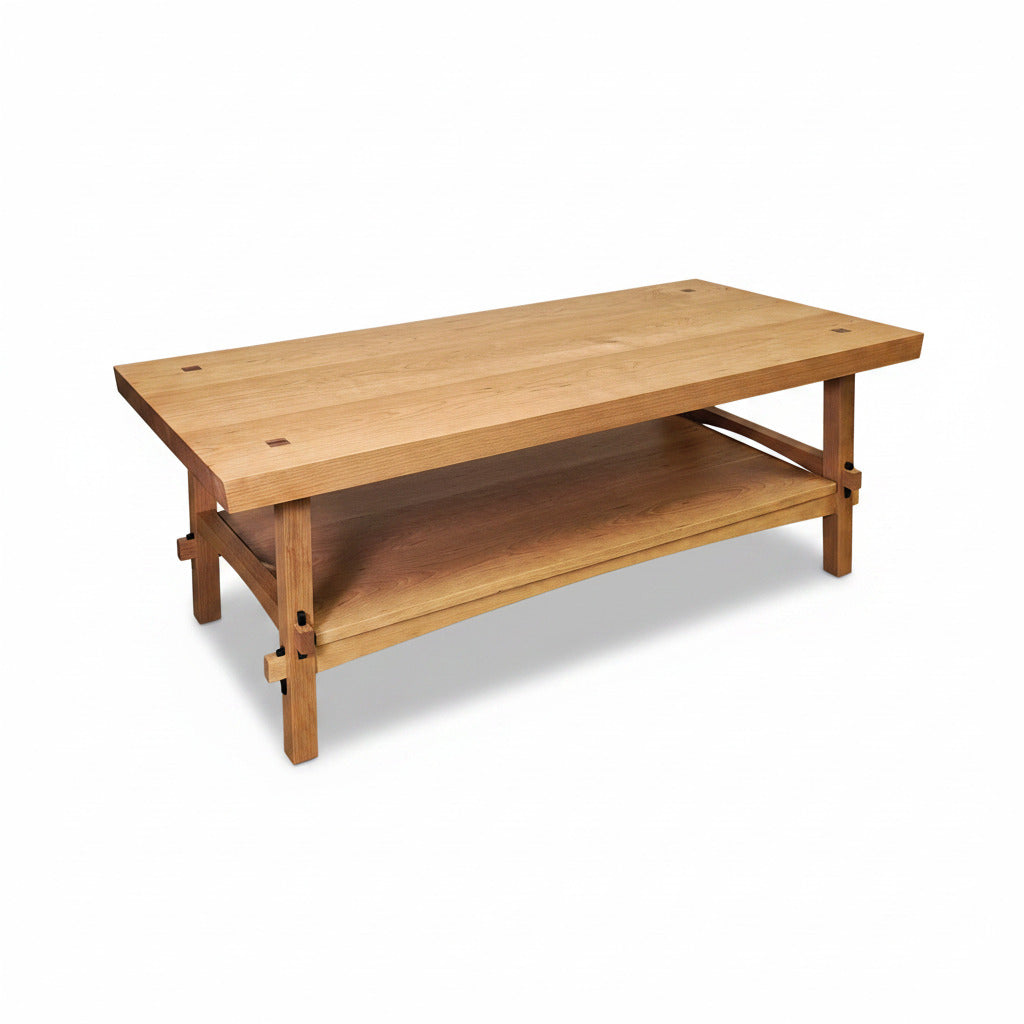 Solid wood coffee table in Asian-inspired craftsmanship made by Hardwood Artisans in Charlottesville, VA