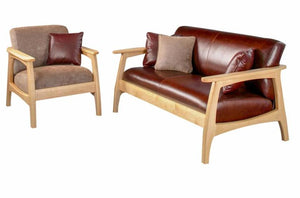 Linnaea Loveseat shown with Linnaea Chair in Maple by Hardwood Artisans, a premium brand Made in Virginia