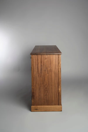 Shaker Bradlee Sideboard in Walnut showing side view detail of custom creative heirloom quality design using solid hardwood