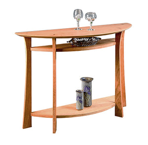Waterfall Secant / Demilune Table in Cherry w/ curved front edge & lower shelves furniture by Hardwood Artisans near Bristow
