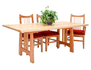 Highland Table shown with Artisan Chairs in Natural Cherry with Curly Maple Slats beautiful luxurious fine dining furniture