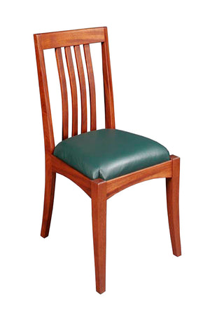 Middleburg Side Chair in Mahogany shown with upholstery seat high-end dining furniture hand made in USA by Hardwood Artisans