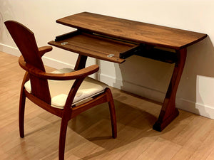Bridge Desk shown in Walnut with sleek and simple design, made in USA at Hardwood Artisans in Bethesda, Maryland