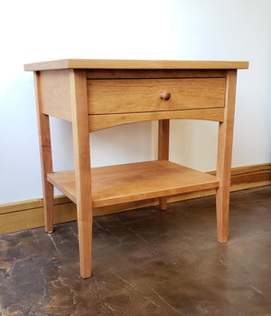Modern Shaker Nightstand shown in Natural Cherry with hand-rubbed Danish oil finish, made in USA at Hardwood Artisans in Culpeper, Virginia