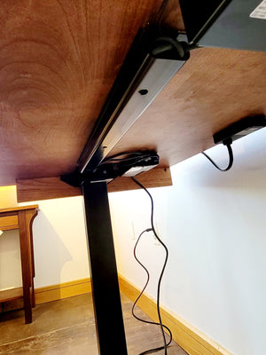 Sit Stand Adjustable Desk details, made in USA at Hardwood Artisans in Bethesda, Maryland