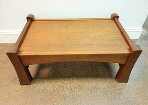 Makintosh Ottoman shown without fabric top for use as a table, made to order in Charlottesville, Virginia