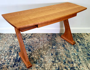 Bridge Desk shown in Cherry with sleek and simple design, made in USA at Hardwood Artisans in Culpeper, Virginia