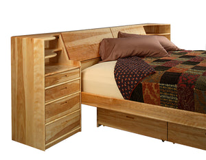 Platform Pedestal Bed with Slope & Nightstand Bedroom furniture available in assorted hardwoods made-to-last in Virginia USA